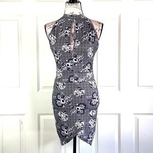 Halter Bodycon Keyhole Tulip Hem Floral Dress